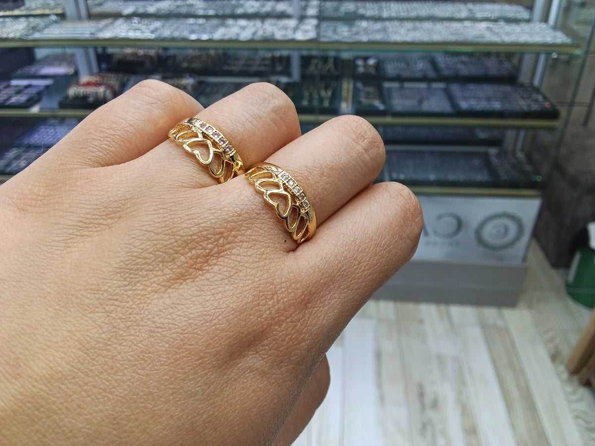 Anillo corona piedras lila y blanco OL
