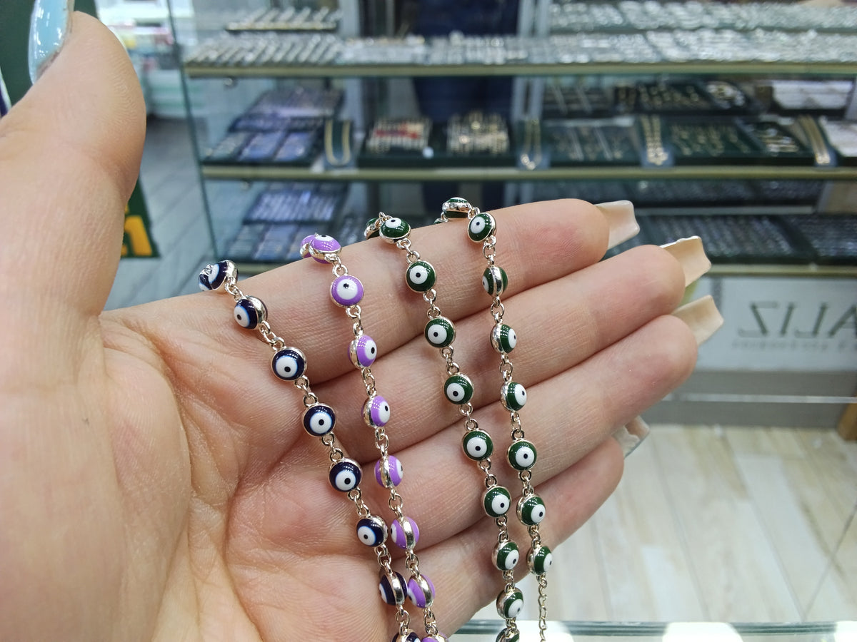 Pulseras de ojos turcos plata (130)