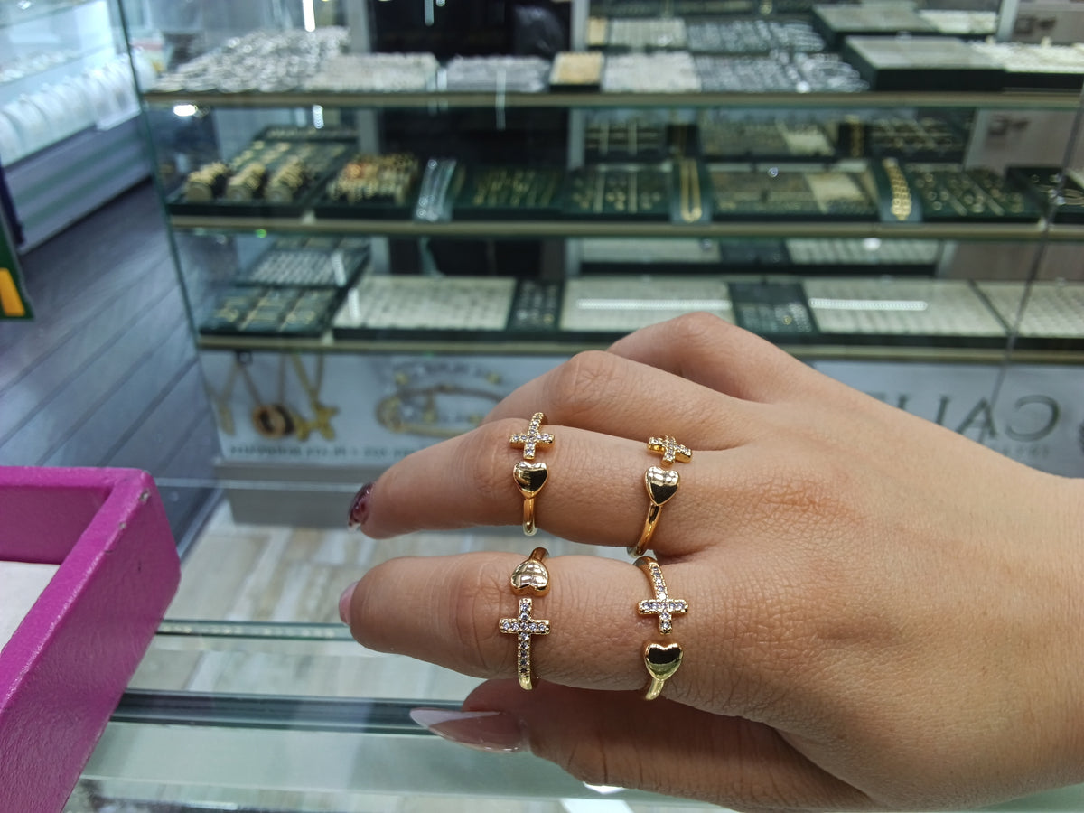 Anillo cruz - corazón OL